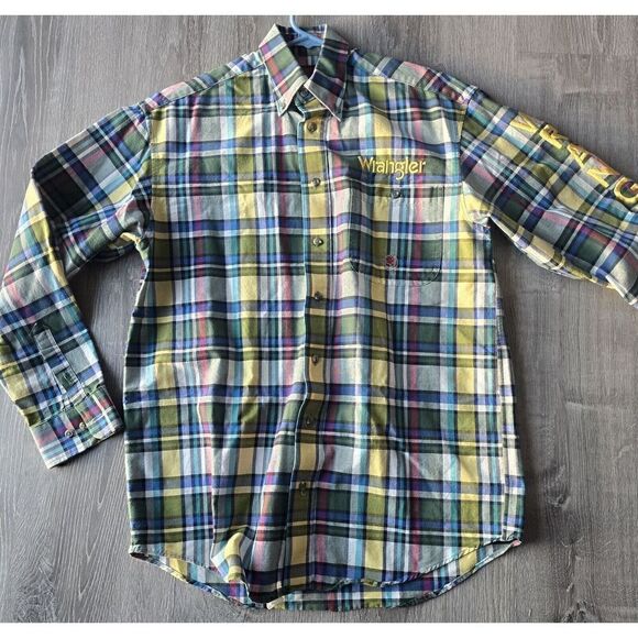 VTG Wrangler Twenty X Plaid Long Sleeve Button Down Shirt Men's Size M/L SPRING - Picture 7 of 11